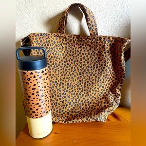 BAGGU leopard print tote with New Madewell Welly 18 oz bottle- Selling as a Set